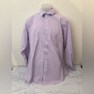 Kirkland Signature Non-Iron Plaid Dress Shirt Traditional Fit 17-34/35 Purple​